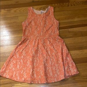 Orange lace dress with shipper down the back
